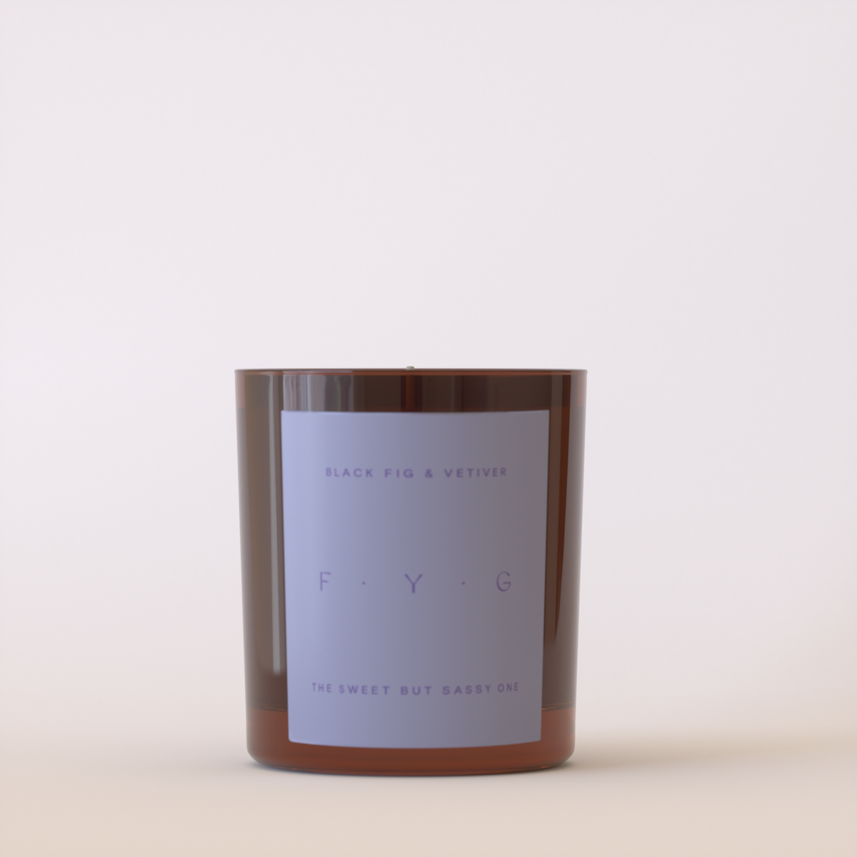 Candle with a label on a white background