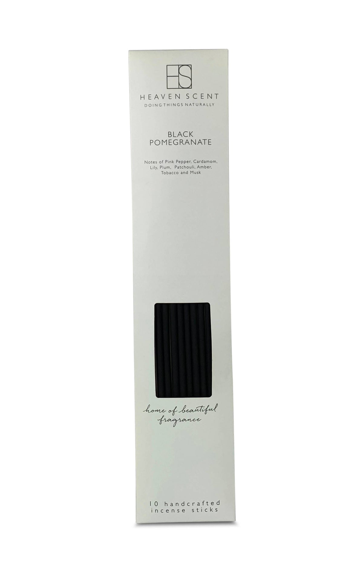 Heaven Scent Black Pomegranate Incese Sticks product packaging on a white background
