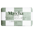 A rectangular bar of Matcha Green Tea soap with a sage green and white checkered pattern, featuring the text 'Matcha Green Tea' on the front, set against a plain white background.