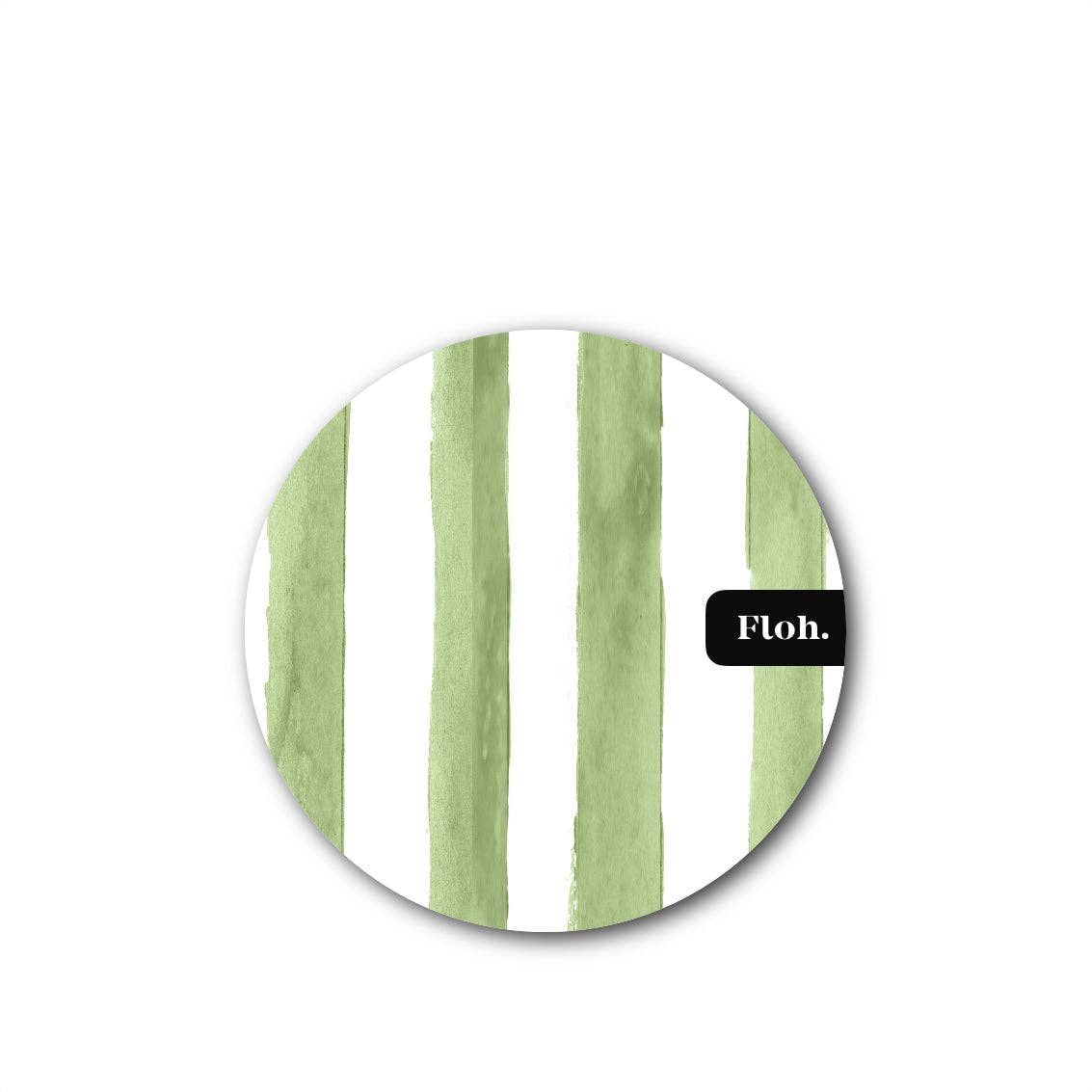 A circular product featuring vertical watercolour stripes in shades of sage green on a white backgroundby loh at Toasted Crumpet