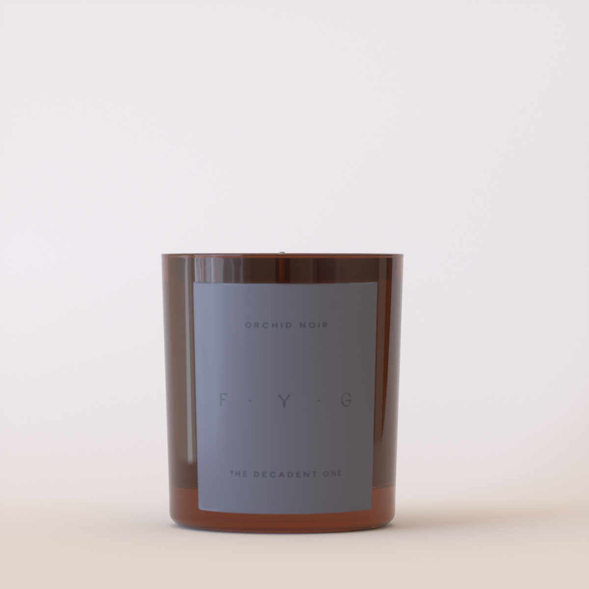 Candle with a label on a white background