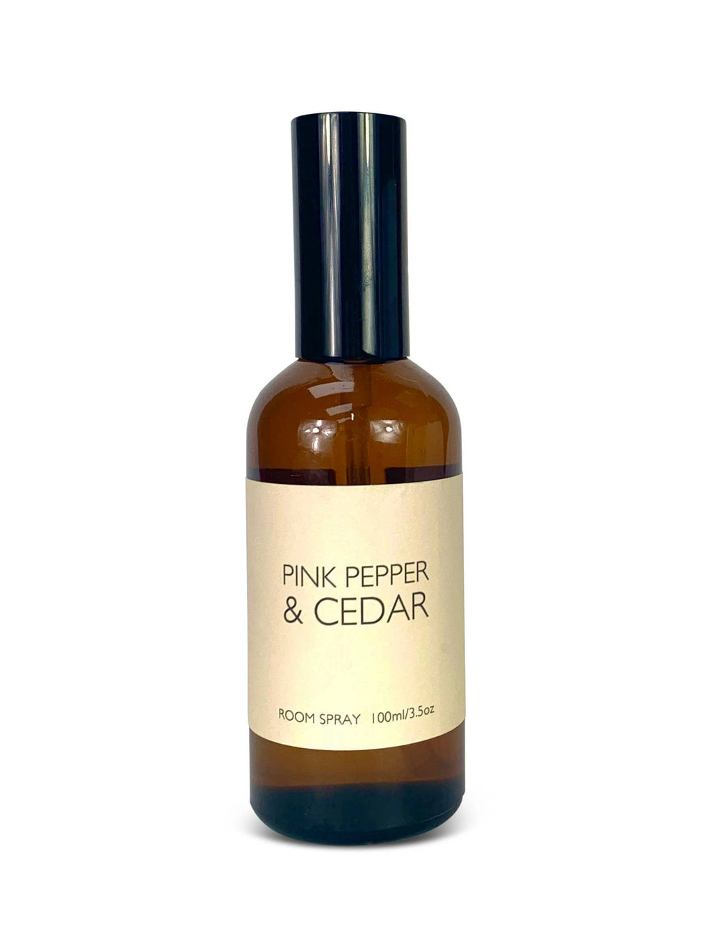 Room spray bottle labeled 'Pink Pepper & Cedar' on a white background