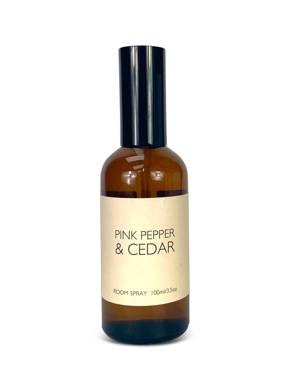 Room spray bottle labeled 'Pink Pepper & Cedar' on a white background
