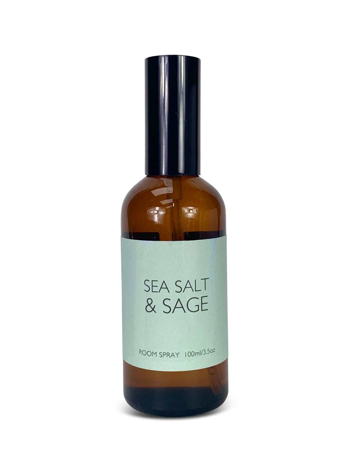 Room spray bottle labeled 'Sea Salt & Sage' on a white background